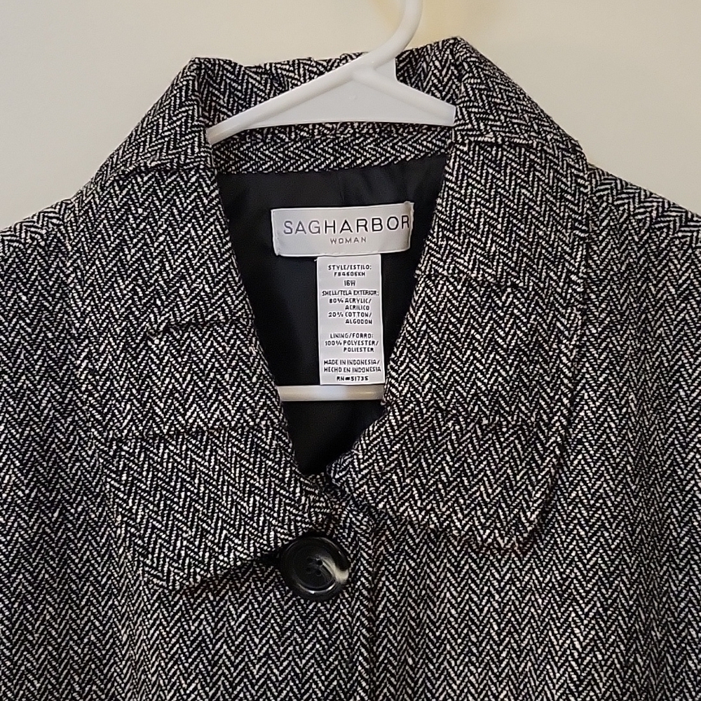 VTG SAG HARBOR Gothic Herringbone Swing Blazer Coat - Picture 6 of 8